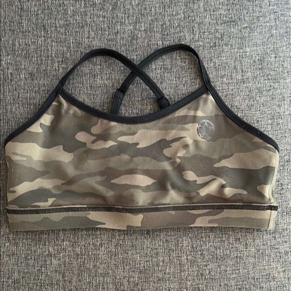 Savage Barbell Camouflage Sports Bra with Black Straps